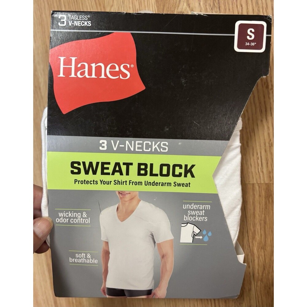 Hanes Premium Sweat Block 3-pack Tagless V-necks White Size Small 34-36 T-shirts